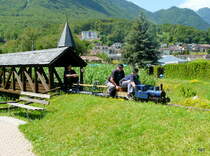 Swiss Vapeur Parc .Bouveret  -  Modell einer Dampflok der DFB unterwegs auf dem Areal von Swiss Vapeur Parc am 23.06.2012