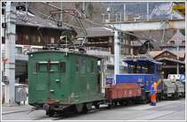 Rckseite der He 2/2 54 in Lauterbrunnen. (25.04.2012)