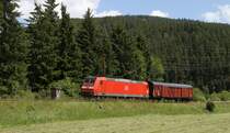 146 115-1 mit dem DbZ (?) 92800 (Seebrugg-Titisee) bei Titisee 23.6.12