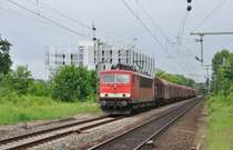 155 116 mit einem Coilzug an der rechten Rheinstrecke in Richtung Neuwied.Aufgenommen in Bonn-Oberkassel am 12.7.2012