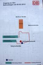Wenn bei der Bahn gebaut wird, gibt es immer Unbequemlichkeiten fr die Reisenden, gut beraten ist der, der die Aussage der Hinweistafel versteht.
17.07.12  gegen 17:12 Uhr aufgenommen.