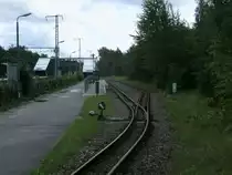 Die 1993 er�ffnete Station   Berlin Wuhlheide Parkeisenbahn ,von der Berliner Parkeisenbahn,am 14.Juli 2012.