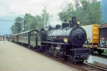 RhB Dampfzug 3835 f�r RH�TIA INCOMING von Landquart nach Thusis am 24.08.1995 in Felsberg mit Dampflok G 4/5 107 - B 2247 - D� 4052I - B 2246. Hinweis: gescanntes Dia
