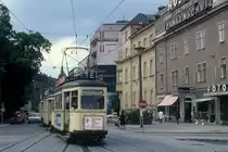 Linz ESG SL E Blumauer Platz am 16. Juni 1971. - Scan eines Diapositivs. Kamera: Leica CL.