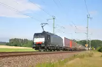 ES 64 F4-023 MRCE Dispolok-TXL mit KLV-Zug in Richtung Ansbach.Aufgenommen in Oberdachstetten am 18.7.2012
