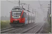 Sommergewitter im Aichfeld - 4024 046 f�hrt mit R 1713 von M�rzzuschlag nach Friesach. 
Zeltweg 19.7.2012