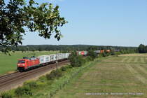 152 093-1 (Railion DB Logistics) f�hrt am 24. Juli 2012 um 12:52 Uhr mit einem G�terzug durch Ramelsloh