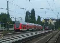 Eine 218er schiebt am 28.Juli 2012 die RB 27062 (?) aus M�hldorf durch den Bahnhof Heimeranplatz Richtung Hauptbahnhof.