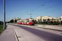 Wien Wiener Stadtwerke-Verkehrsbetriebe (WVB) SL 25 (E1 4494 (Lohnerwerke 1969)) XXI, Floridsdorf, Leopoldau, Kürschnergasse im Juli 1977. - Scan eines Diapositivs. Kamera: Leica CL.