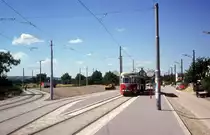 Wien Wiener Stadtwerke-Verkehrsbetriebe (WVB) SL 25 (c2 1008 (Lohnerwerke 1955)) XXI, Floridsdorf, Leopoldau, Großfeldsiedlung / Kürschnergasse / S-Bf Leopoldau im Juli 1977. - Scan eines Diapositivs. Kamera: Leica CL. 