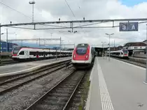 SBB - ICN Ernest von Stockalper bei der ausfahrt aus dem Bahnhof von Delemont am 22.07.2012