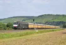ES 64 F4-280 MRCE Dispolok-TXL mit einem Autozug im Maintal Richtung W�rzburg unterwegs.Aufgenommen bei Himmelstadt am 4.8.2012