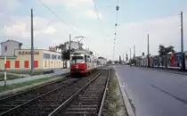 Wien WVB SL 26 (E1 4795) Langobardenstrasse im Juli 1977.