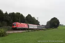 1116 022 (�BB) f�hrt am 4. August 2012 um 9:03 Uhr mit einem Eurocity durch Osterm�nchen