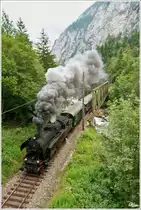 Mit Volldampf �ber die Kummerbr�cke, f�hrt 78.618 mit dem Fotosonderzug 17254, von Hieflau nach Selzthal.   
Gstatterboden 11.8.2012