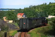 Mansfelder Bergwerksbahn Lok Nr. 20, 750 mm Spurweite, mit Sonderzug f�r Einweisung Ehrenlokf�hrer bei Hettstedt, fotografiert am 04.08.2012