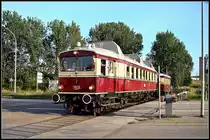 In nicht einmal 15 Min hat er es bis auf die Gleise der Stralsunder Hafenbahn geschafft.   (17.08.12)