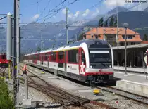Als Ersatz f�r die klassischen Schnellz�ge am Br�nig beschaffte die Zentralbahn 7-teilige Panorama-Triebz�ge mit dem Namen ''Adler''. Der erste von ihnen, der ABeh 150 001 machte am 8.8.2012 Versuchsfahrten in Meiringen.