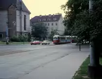 Wien WVB SL 62 (E1 4518) Flursch�tzstrasse / Gaudenzdorfer G�rtel im Juli 1977.