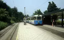 M�nchen MVV Tramlinie 13 (p3.17 3039) Scheidplatz im Juli 1987.