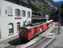 Deh 4/4'' 92 ''Realp'' am 8.8.2012 in G�schenen als Regio 653 nach Andermatt.