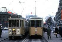K�benhavn / Kopenhagen KS SL 16 (Grossraumtriebwagen 564 / D�wag-GT6 899) R�dhusplads / Rathausplatz im Februar 1969. 
