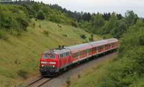 218 464-6 mit dem RE 22311 (Rottweil-Neustadt(Schwarzw) bei D�ggingen 29.7.12