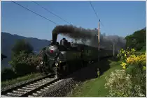 Vorbei am wundersch�nen Ossiachersee, f�hrt die NBiK Dampflok 93.1332 mit dem IGE Sonderzug Sdz 17196 von Villach nach St.Veit an der Glan. 
St.Urban am Ossiachersee 20.8.2012
