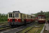 M 262 056 und 810 482-0 am 03.06.2012 im Bahnhof Weipert (Vejprty). 

