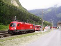 �BB 1116 217 mit Tauernbahn Autoschleuse in Bahnhof B�ckstein am 22.07.2007