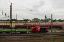 Erfurter Bahnservice 346 502-7 mit einem Bauzug bei Bauarbeiten f�r die Einbindung der Neubaustrecke nach Leipzig und Halle (S), am 30.08.2012 in Erfurt Gbf.