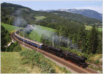 78.618 & 33.132 ziehen den IGE Sdz 17205 (Wien S�d-Ostseite - M�rzzuschlag) �ber die sogenannte Steinbauer Wiese auf der Semmering Nordrampe.
Eichberg  23.8.2012