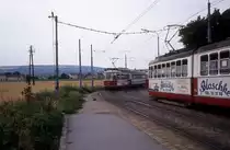 Wien WVB SL 331 (F 732 / F 734) Br�nner Strassse / Heeresspital im Juli 1977. 