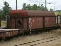 F�r ein paar Stunden wurde dieser Selbstendladewagen Bauart Fals-x,am 09.August 2012,in Bergen/R�gen abgestellt.