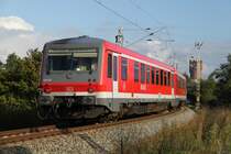 628 657-8 als Leerzug von G�strow/L�beck nach Rostock Hbf via Rostock-Seehafen bei der Durchfahrt in der G�terumgehung beim Rostocker Hbf.01.09.2012