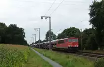155 271-0 fuhr am 01.09.2012 mit einem Autozug von Osnabr�ck nach Emden, hier in Eisinghausen.