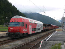 �BB Autoschleuse Tauernbahn mit Steuerwagen 86-33 107-2 am 13.08.2011 in Bahnhof Mallnitz-Obervellach 