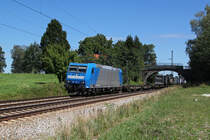 185 514 mit einem KLV Zug am 28.08.2012 bei �bersee.