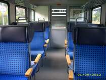 Der Innenraum von einem n-Wagen der modernsten Baureihe. (01.09.12, Kronach)