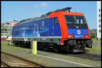 482 037-9 der Infraleuna war vormals f�r die SBB Cargo im Einsatz, am 1.9.2012 steht sie auf der Fahrzeugausstellung der Leunawerke.