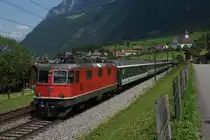 Auch der n�chste Interregio Richtung S�den war mit einer zuk�nftigen LION-Re 4/4 II bespannt, n�mlich der Re 4/4 II 11222. Das Bild wurde in Silenen aufgenommen. (25.7.12)