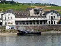 Bahnhof R�desheim(Rhein), im Hintergrund die Seilbahn zur Germania; 120829