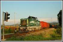 Nachdem die 1100.1 auch ihre letzten Leerwagen des Tages (10.7.2006) am Haken hatte, ging es als G 71382 weiter nach Graz. 