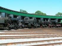 Dampfrsser zur  Lokparade  aufgestellt; Ringlokschuppen Landesaustellung Kohle&Dampf in Ampflwang 2006-07-11