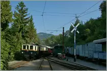 MOB'stalgie: Der (ex MOB) FZe 6/6 2002 ist mit seinem G�terzug in Chaulin eingetroffen.
9. Sept. 12