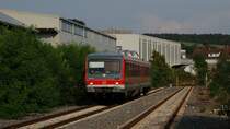 628 264 der Westfrankenbahn, als RB, Seckach - Miltenberg in Buchen(Odenwald). 10.09.2012 