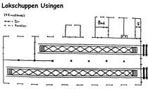 Grundri�-Skizze des Lokschuppens Usingen (Stand 1. H�lfte der 1980iger Jahre)