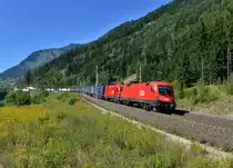 1116 158 + 1116 093 mit einem KLV aus Bremen am 08.09.2012 unterwegs bei Kolbnitz.