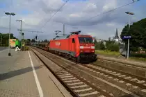 Durch den Rheydter Hbf f�hrt die 152 080-8 mit eine Autotransporterleerzug in Richtung Aachen West.....es steht zu vermuten das sie ihn dort an ein anderes Bahnunternehmen �bergiebt. 15.9.2012