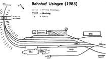 Gleisplan-Skizze Bahnhof Usingen, 1. H�lfte der 1980iger Jahre.
